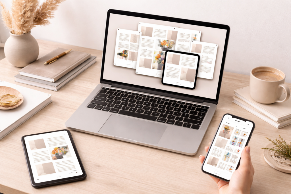 Moderner Arbeitsplatz zum Erstellen von digitalen Produkten.